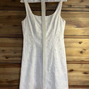 J.Crew White Flower Eyelet Vintage Dress with Ribbon Belt